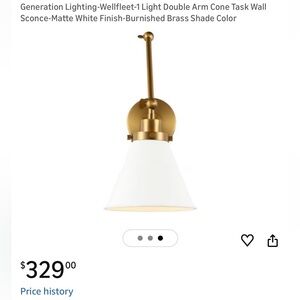 Generation Lighting Wellfleet Task Wall Sconce Matte White shade